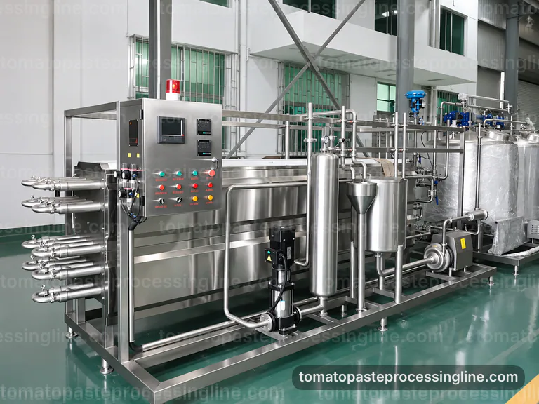 industrial tomato paste processing line, common buyer questions: tomato break and refiner section connection view