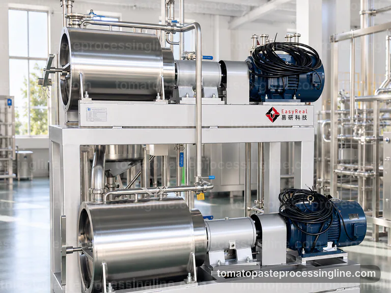 Industrial Tomato Paste Processing Line: Process Scope And Configuration Interface industrial tomato paste processing line, process scope and configuration: pulp refinement with skin and seed removal section connection view