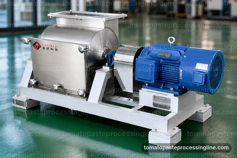 industrial tomato paste processing line, performance troubleshooting: pulp refinement with skin and seed removal section operating stage